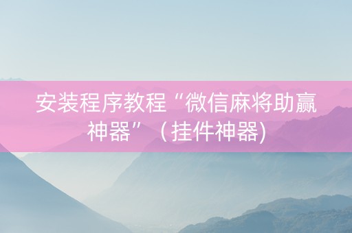 安装程序教程“微信麻将助赢神器”（挂件神器)