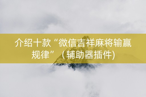 介绍十款“微信吉祥麻将输赢规律”（辅助器插件)