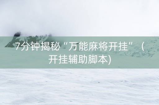 7分钟揭秘“万能麻将开挂”（开挂辅助脚本)