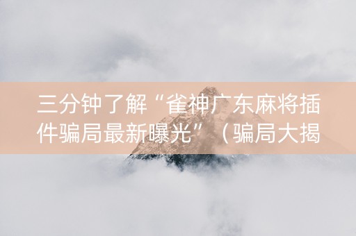 三分钟了解“雀神广东麻将插件骗局最新曝光”（骗局大揭秘)