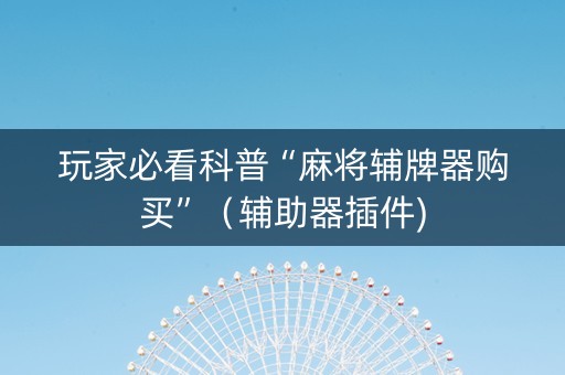 玩家必看科普“麻将辅牌器购买”（辅助器插件)