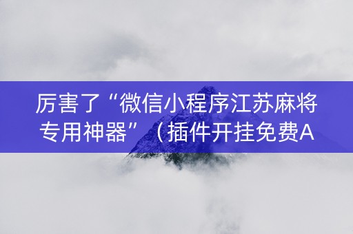 厉害了“微信小程序江苏麻将专用神器”（插件开挂免费AI)