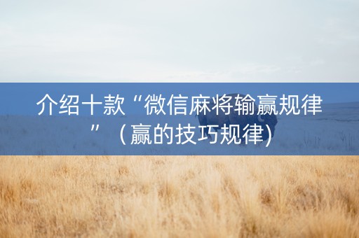 介绍十款“微信麻将输赢规律”（赢的技巧规律)