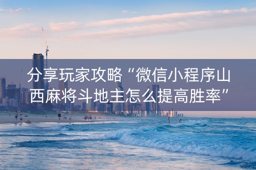 分享玩家攻略“微信小程序山西麻将斗地主怎么提高胜率”（万能开挂器)
