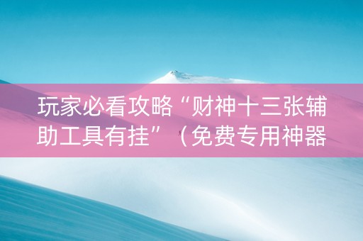 玩家必看攻略“财神十三张辅助工具有挂”（免费专用神器)