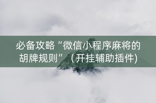 必备攻略“微信小程序麻将的胡牌规则”（开挂辅助插件)