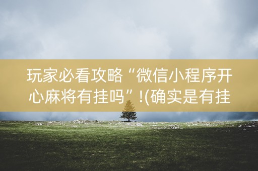 玩家必看攻略“微信小程序开心麻将有挂吗”!(确实是有挂)-知乎