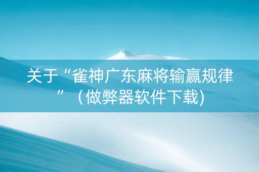 关于“雀神广东麻将输赢规律”（做弊器软件下载)