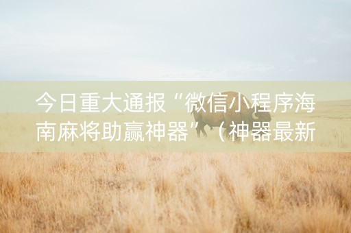 今日重大通报“微信小程序海南麻将助赢神器”（神器最新免费)