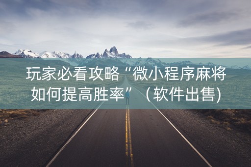 玩家必看攻略“微小程序麻将如何提高胜率”（软件出售)
