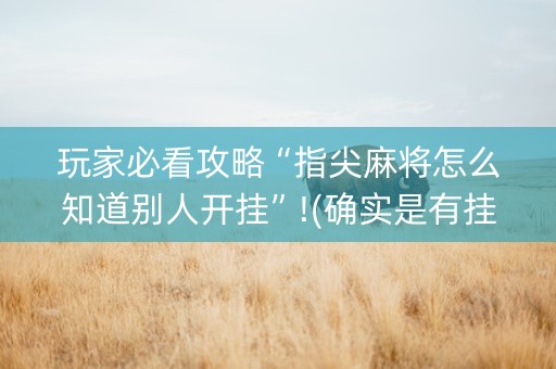 玩家必看攻略“指尖麻将怎么知道别人开挂”!(确实是有挂)-知乎