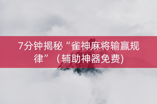 7分钟揭秘“雀神麻将输赢规律”（辅助神器免费)