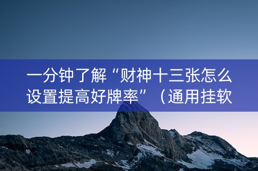 一分钟了解“财神十三张怎么设置提高好牌率”（通用挂软件多少钱)