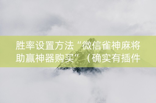 胜率设置方法“微信雀神麻将助赢神器购买”（确实有插件吗)