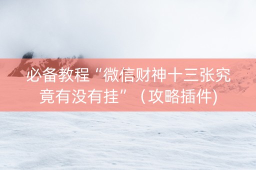 必备教程“微信财神十三张究竟有没有挂”（攻略插件)