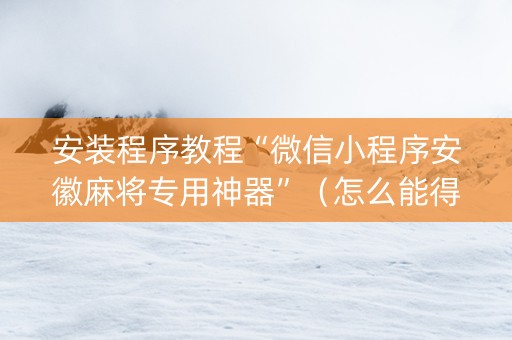 安装程序教程“微信小程序安徽麻将专用神器”（怎么能得到好牌)