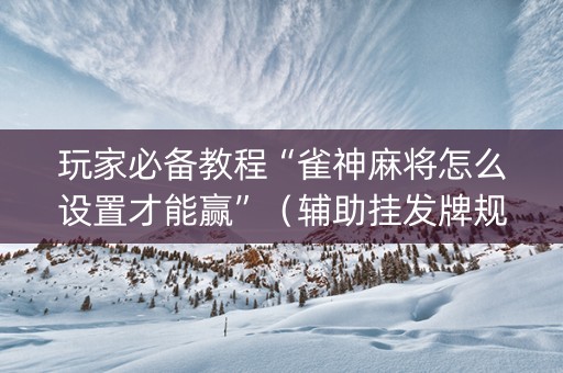玩家必备教程“雀神麻将怎么设置才能赢”（辅助挂发牌规律)