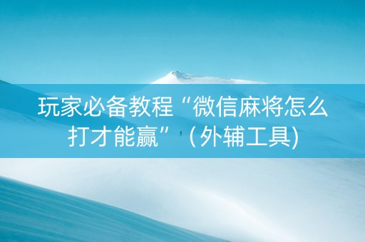 玩家必备教程“微信麻将怎么打才能赢”（外辅工具)