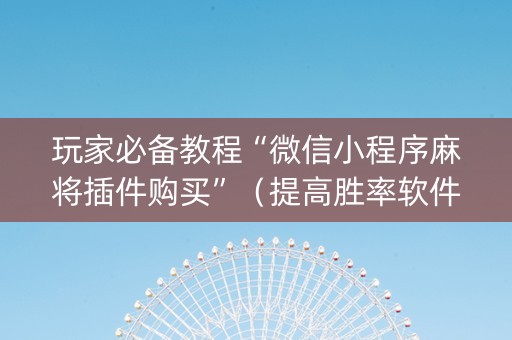 玩家必备教程“微信小程序麻将插件购买”（提高胜率软件)