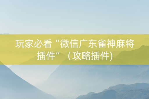 玩家必看“微信广东雀神麻将插件”（攻略插件)