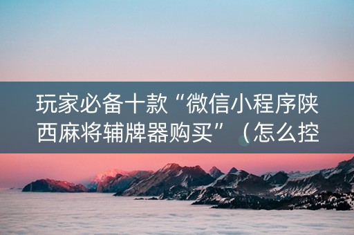玩家必备十款“微信小程序陕西麻将辅牌器购买”（怎么控制输赢)