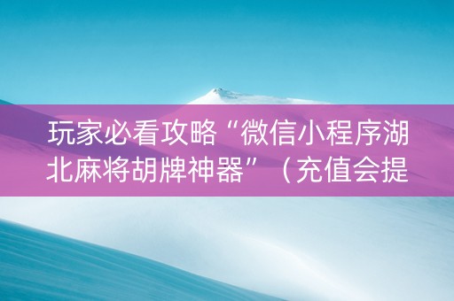 玩家必看攻略“微信小程序湖北麻将胡牌神器”（充值会提高胜率么)