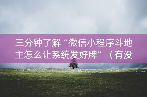 三分钟了解“微信小程序斗地主怎么让系统发好牌”（有没有猫腻)