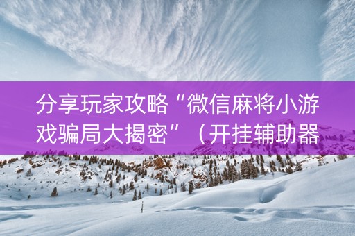 分享玩家攻略“微信麻将小游戏骗局大揭密”（开挂辅助器插件)