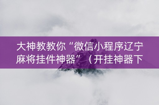 大神教教你“微信小程序辽宁麻将挂件神器”（开挂神器下载)