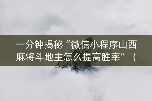 一分钟揭秘“微信小程序山西麻将斗地主怎么提高胜率”（开挂辅助插件)