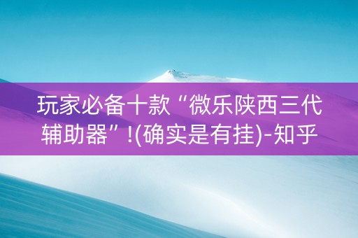 玩家必备十款“微乐陕西三代辅助器”!(确实是有挂)-知乎