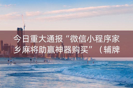 今日重大通报“微信小程序家乡麻将助赢神器购买”（辅牌器插件购买)