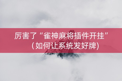 厉害了“雀神麻将插件开挂”（如何让系统发好牌)