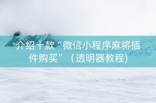 介绍十款“微信小程序麻将插件购买”（透明器教程)