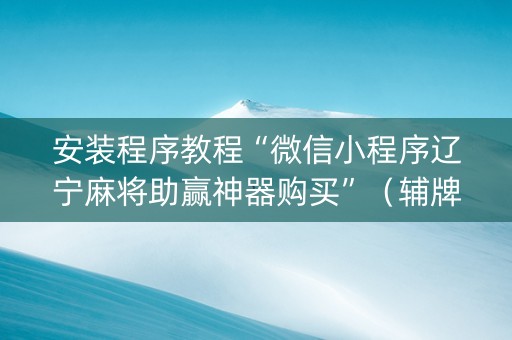 安装程序教程“微信小程序辽宁麻将助赢神器购买”（辅牌器插件购买)