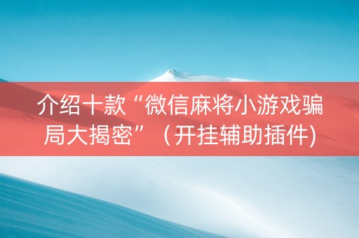 介绍十款“微信麻将小游戏骗局大揭密”（开挂辅助插件)