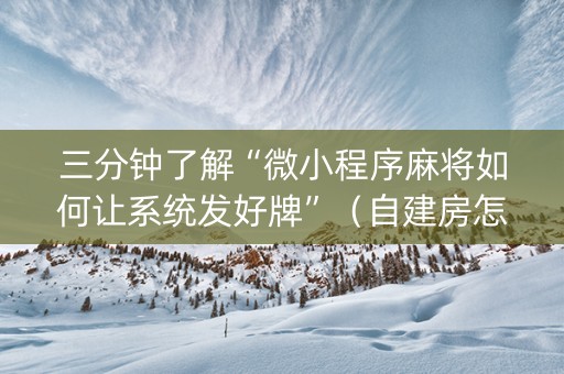 三分钟了解“微小程序麻将如何让系统发好牌”（自建房怎么赢)