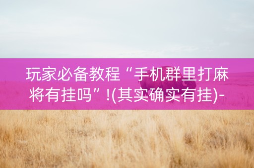 玩家必备教程“手机群里打麻将有挂吗”!(其实确实有挂)-知乎