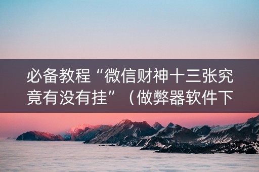必备教程“微信财神十三张究竟有没有挂”（做弊器软件下载)