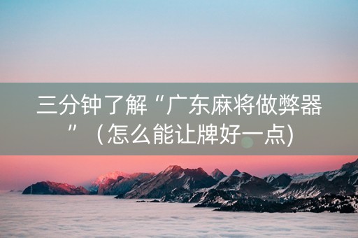 三分钟了解“广东麻将做弊器”（怎么能让牌好一点)