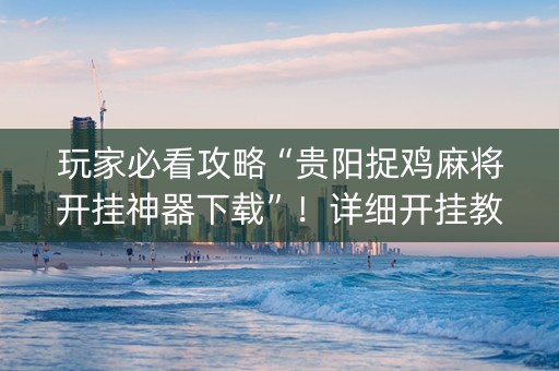 玩家必看攻略“贵阳捉鸡麻将开挂神器下载”！详细开挂教程（确实真的有挂)-知乎