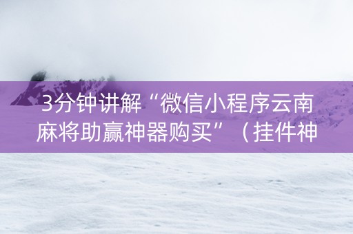 3分钟讲解“微信小程序云南麻将助赢神器购买”（挂件神器)