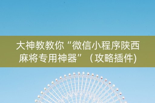 大神教教你“微信小程序陕西麻将专用神器”（攻略插件)
