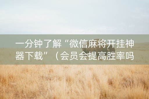 一分钟了解“微信麻将开挂神器下载”（会员会提高胜率吗)
