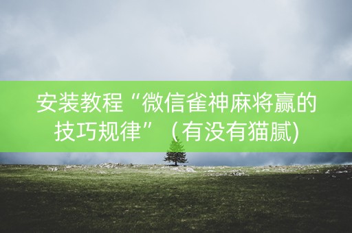 安装教程“微信雀神麻将赢的技巧规律”（有没有猫腻)