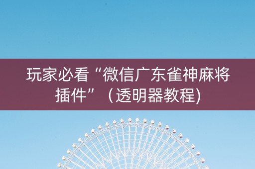 玩家必看“微信广东雀神麻将插件”（透明器教程)