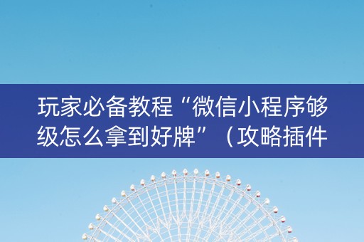 玩家必备教程“微信小程序够级怎么拿到好牌”（攻略插件)