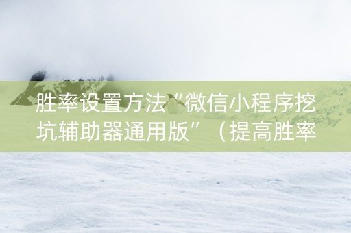胜率设置方法“微信小程序挖坑辅助器通用版”（提高胜率软件)