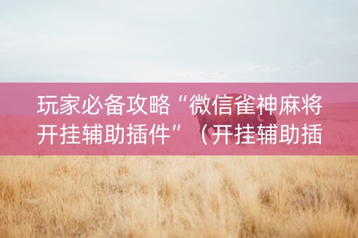 玩家必备攻略“微信雀神麻将开挂辅助插件”（开挂辅助插件)