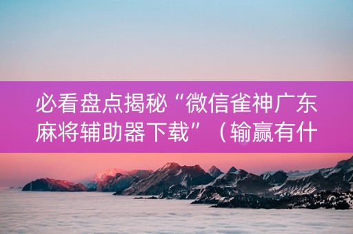 必看盘点揭秘“微信雀神广东麻将辅助器下载”（输赢有什么规律)